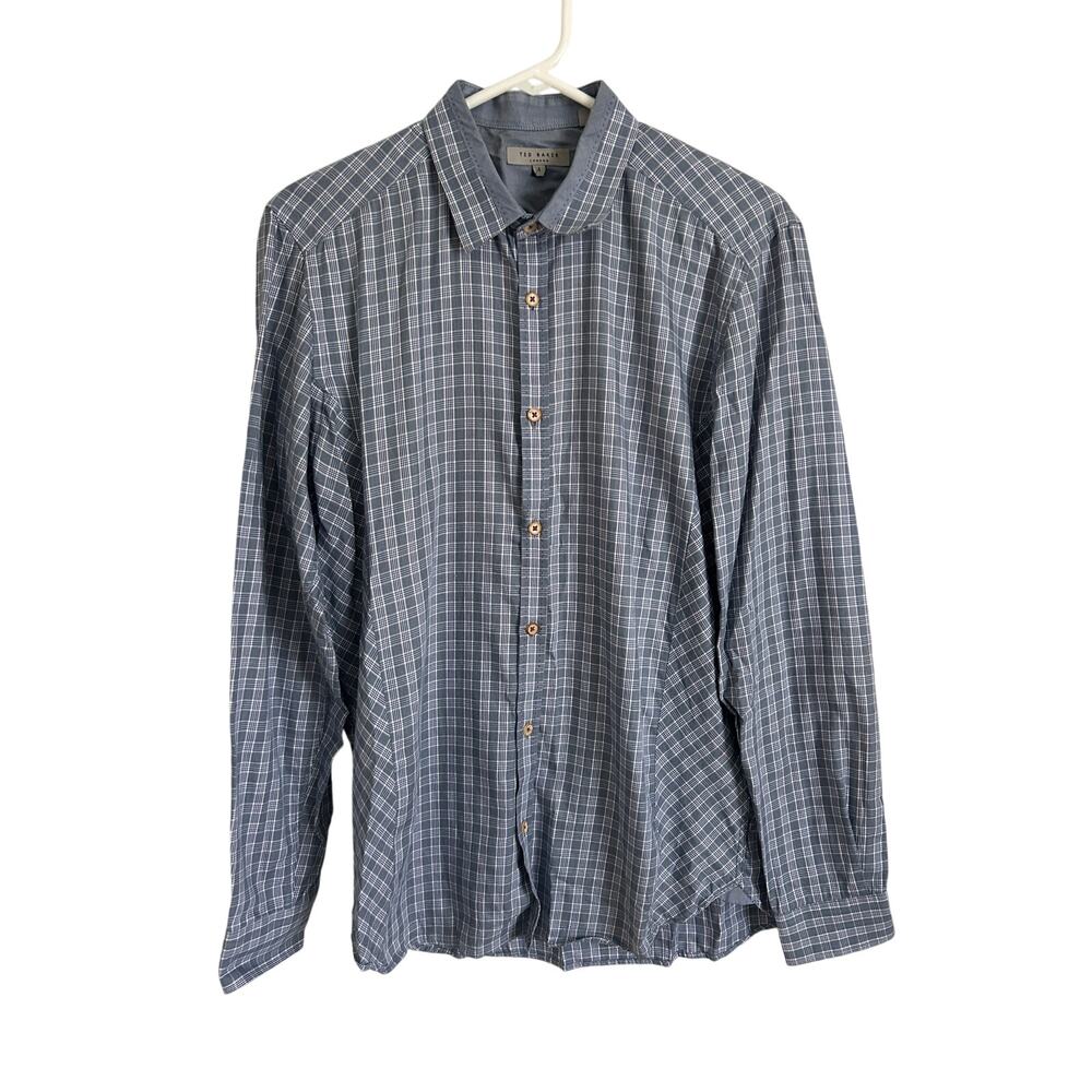 Ted Baker Men's Blue Plaid Button Down Shirt - Size 4